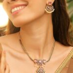 Pink AD Stones with White Pearls Necklace
