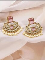 Pink AD Stones with White Pearls Necklace - Image 3