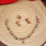 Green and Pink AD Stone Neckpiece Set