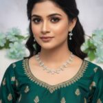 Silver Necklace Set with Green Highlights