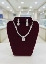 Silver Necklace Set with White Crystals - Image 2