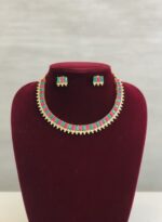 Red and Green Stones Neckpiece and Stud - Image 2
