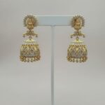Gold Jumkha with White Stones