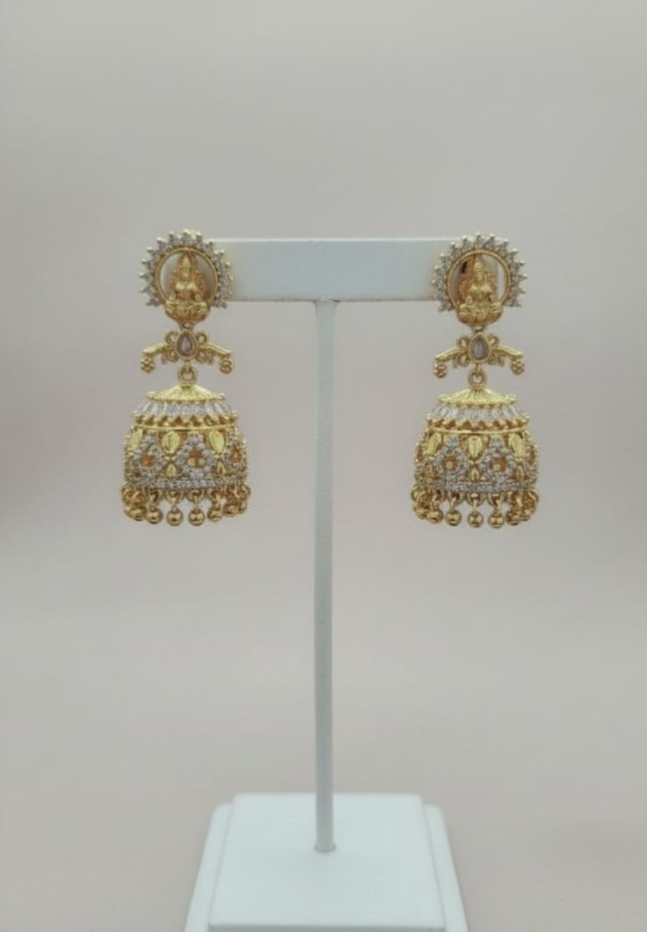 SKU285 Gold Jumkha with White Stones - Image 1